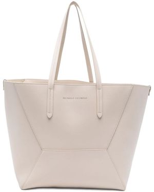 Brunello Cucinelli Bc Duo Geometric Leather Tote Bag - Natural