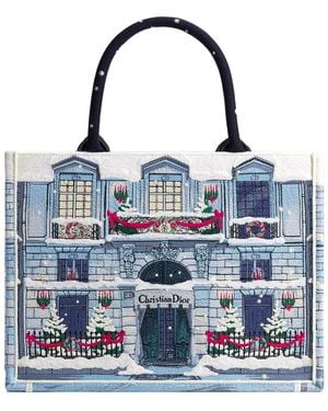 Dior Medium Book Tote With Strap - Blue