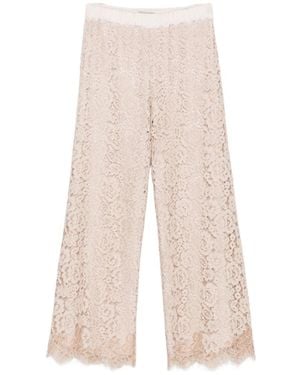 D.exterior Ricamo Lace-Overlay Palazzo Pants - White