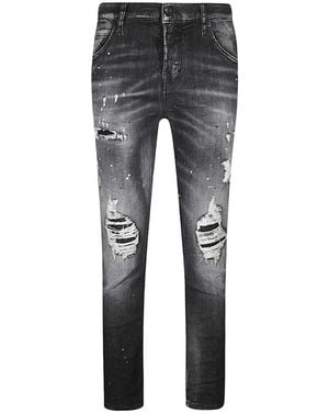 DSquared² Ripped Detailing Cropped Jeans - Gray