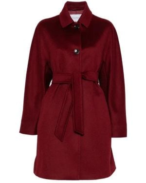 Max Mara Filato Belted Coat - Red