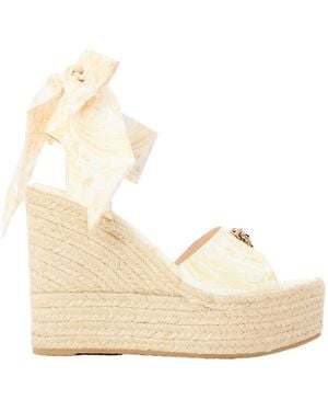 Versace Straw Wedge Heel Shoes - Metallic