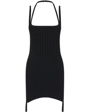Dion Lee Corset-Style Ribbed Minidress - Black