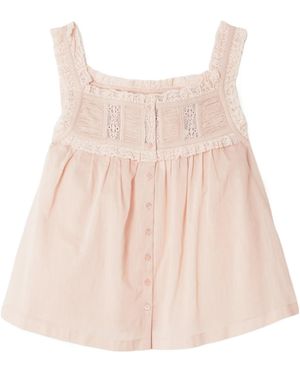 Doen Fidella Cropped Lace-Trimmed Organic Cotton-Voile Top - Natural