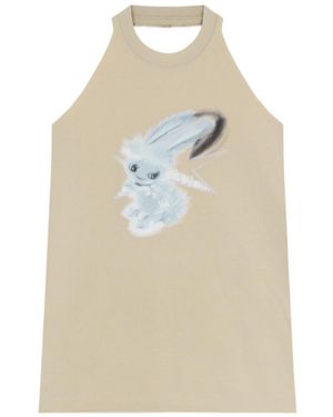 we11done Printed Neck Vest - Natural