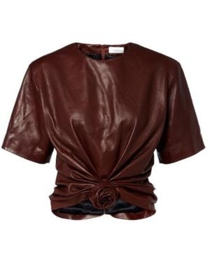 Magda Butrym Cropped Leather Top - Brown