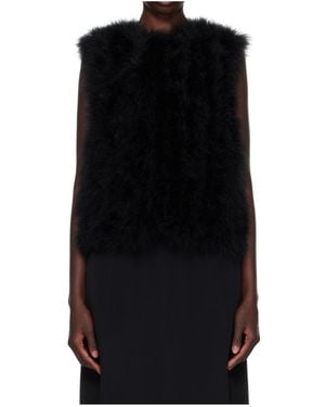 Yves Salomon Feather-Embellished Gilet - Black