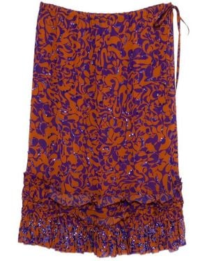 Dries Van Noten Printed Midi Skirt - Red