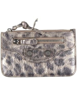 Balenciaga Leopard-Print Wallets - Gray