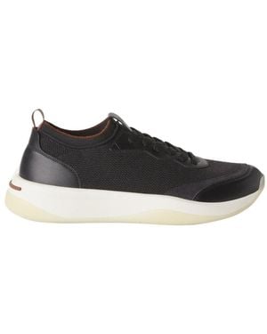 Loro Piana Round-Toe Lace-Up Trainers - Black