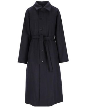 Barena Belted Long Collar Coat - Blue