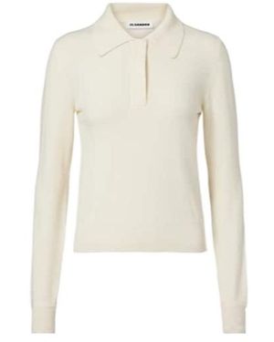 Jil Sander Virgin Wool Polo Sweater - White