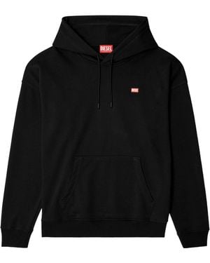 DIESEL S-Rob Logo Printed Drawstring Hoodie - Black