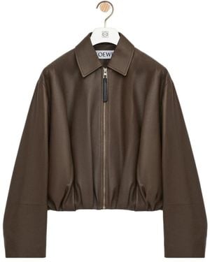 Loewe Calfskin Draped Bomber Jacket - Brown