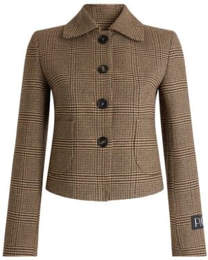 Patou Prince Of Wales Check Long-Sleeve Jacket - Green