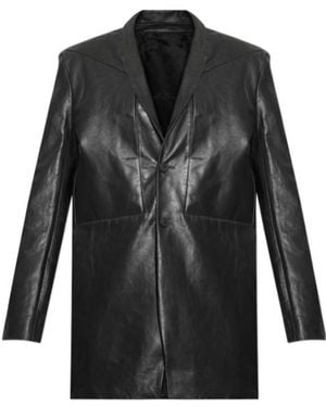 Rick Owens Lido Single Breasted Leather Jacket - Black