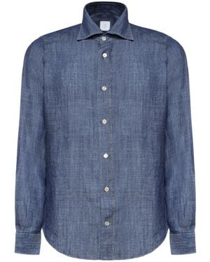Eleventy Lyocell And Linen Shirt - Blue