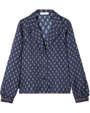 Doen Print Silk-Satin Blouse - Blue