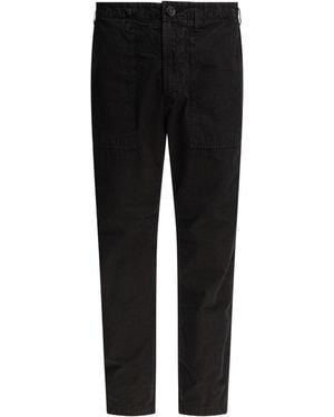 Stone Island Logo Patch Straight-Leg Trousers - Black