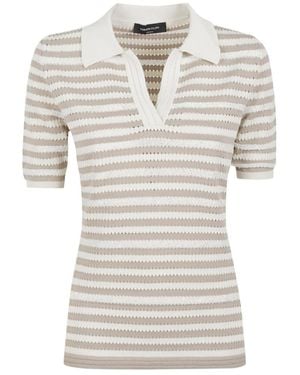Fabiana Filippi Striped V-Neck Open-Knit Top - White