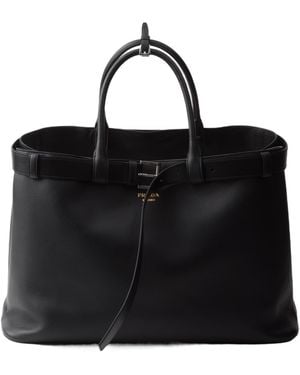 Prada Buckle Leather Bag With Belt - Black