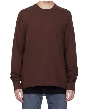 Rick Owens Raw-Edge Crew-Neck Sweatshirt - Brown