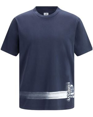 C.P. Company Logo Printed Crewneck T-Shirt - Blue