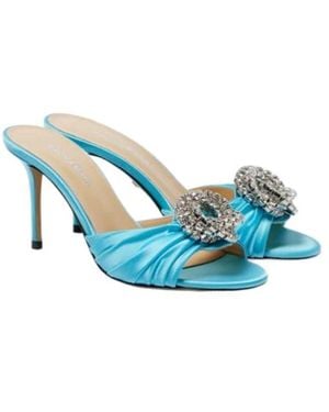 Mach & Mach Galaxy Embellished Tulle Mules - Blue