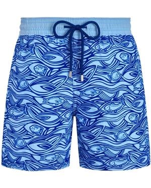 Vilebrequin Fish Pattern Quick-Dry Swim Trunks - Blue