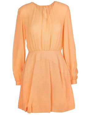 Stella McCartney Puffball Waffle-Effect Silk Dress - Orange