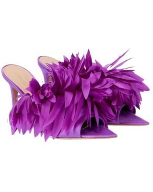 Gianvito Rossi Crepe Satin Mules - Purple
