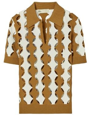 Tory Burch Cut Out Polo Jumper - Metallic