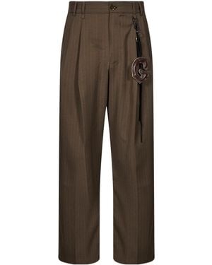 Song For The Mute Pinstripe-Pattern Pleated Trousers - Brown