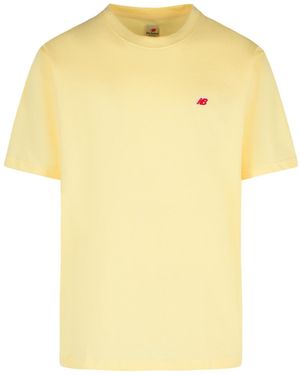 New Balance Logo Patch Crewneck T-Shirt - Yellow