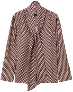 JOSEPH Adele Printed Silk Blend Blouse - Brown