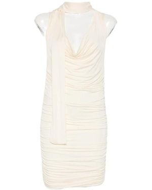AYA MUSE Draped-Meckline Midi Dress - White