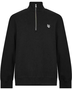 Maison Kitsuné Half-Zipper Fleece Jacket - Black