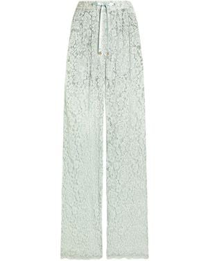 Dolce & Gabbana Floral Lace Palazzo Pants - White