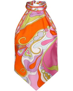 PUCCI Pucci Printed Halterneck Top - Orange
