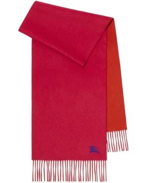 Burberry Ekd Embroidered Fringed Reversible Scarf