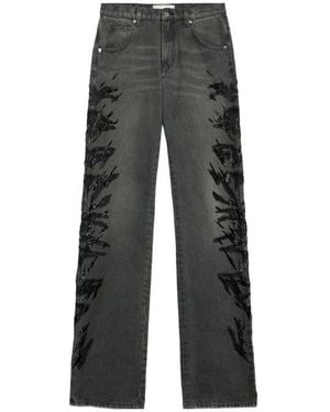 Blumarine Embellished Straight Leg Jeans - Grey