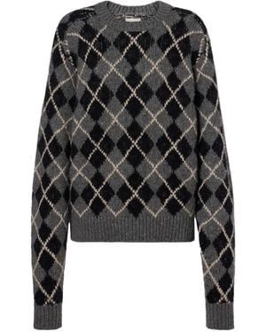 KHAITE Pratt Argyle Cashmere Sweater - Black