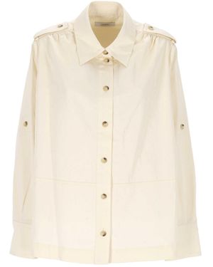 JOSEPH Button-Down Oversized Top - Natural
