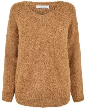 Max Mara V-Neck Knit Sweater - Brown