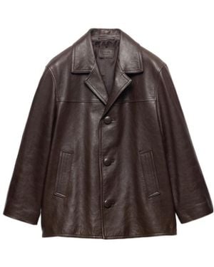 Prada Button-Up Caban Jacket - Brown