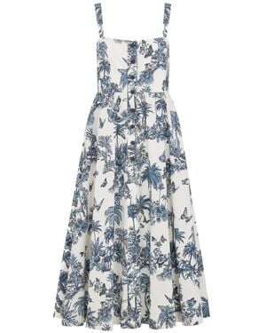 Dior Iviera Mid-Length Flared Dress - Blue