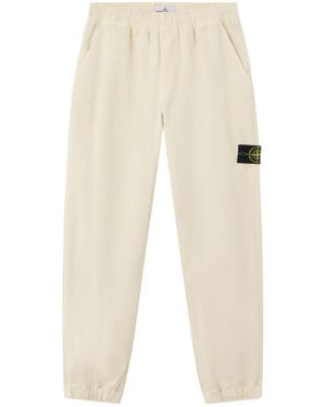 Stone Island Logo Patch Elasticated Hem Trousers - Natural