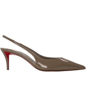 Christian Louboutin Patentleather Pointedtoe Slingback Heels - Brown