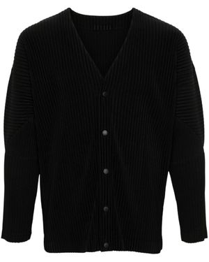 Homme Plissé Issey Miyake Plissé-Effect Cardigan - Black