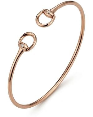 Gucci Horsebit 18K Diamond Bangle Bracelet - White
